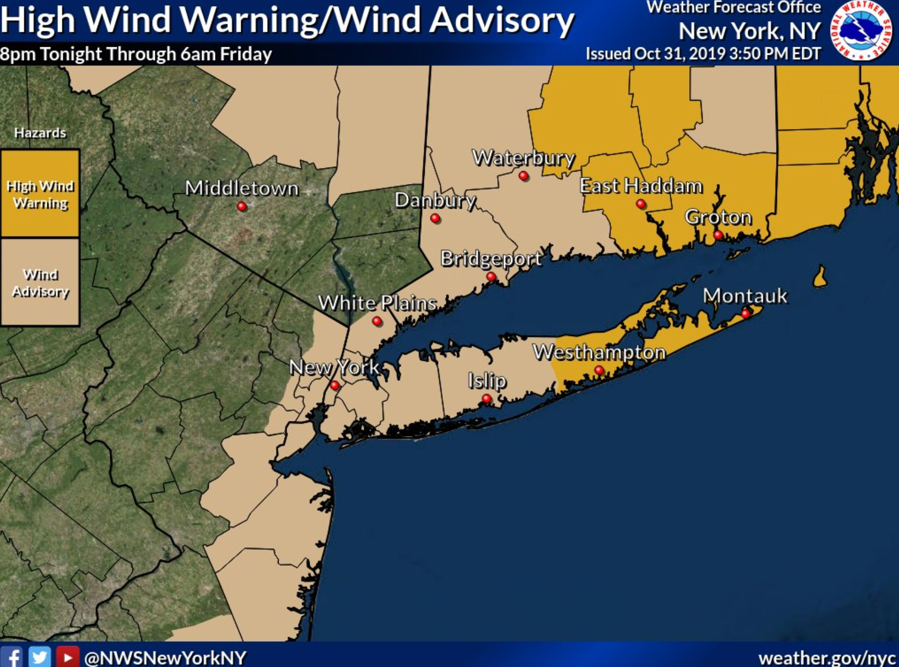 Over 2,600 Without Power On Long Island; 60 MPH Winds Possible Islip
